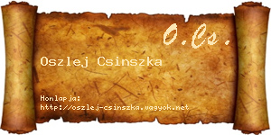 Oszlej Csinszka névjegykártya